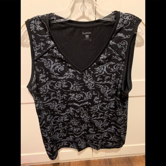 Black & Grey Sleeveless Top Size Large - Picture 1 of 4